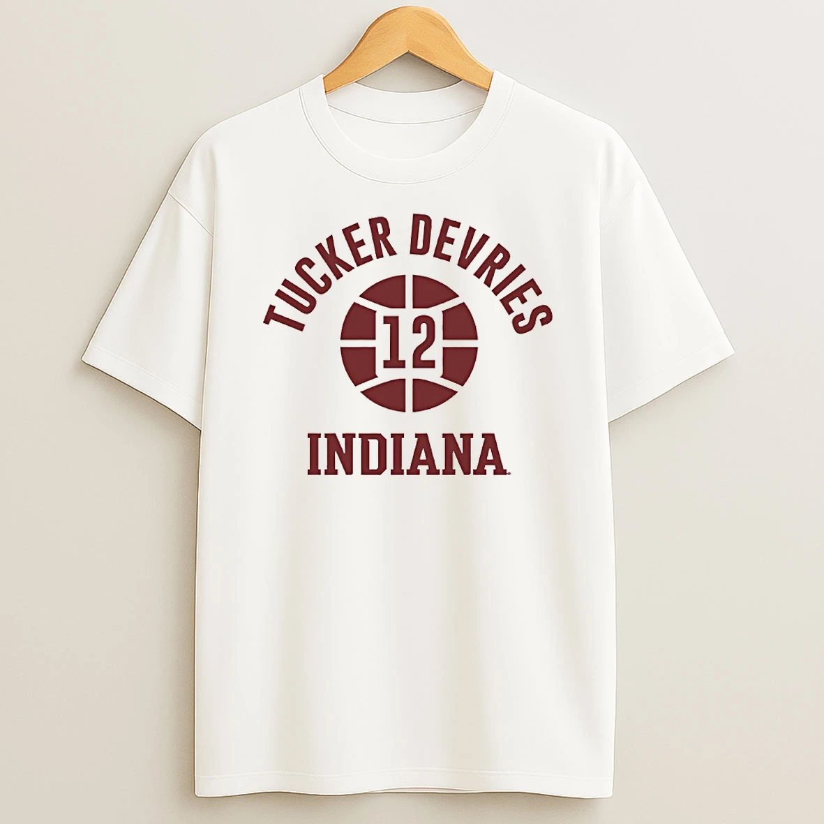 Indiana Hoosiers Basketball Tucker Devries 12 Name Number Ball Circle Tshirt Hoodie