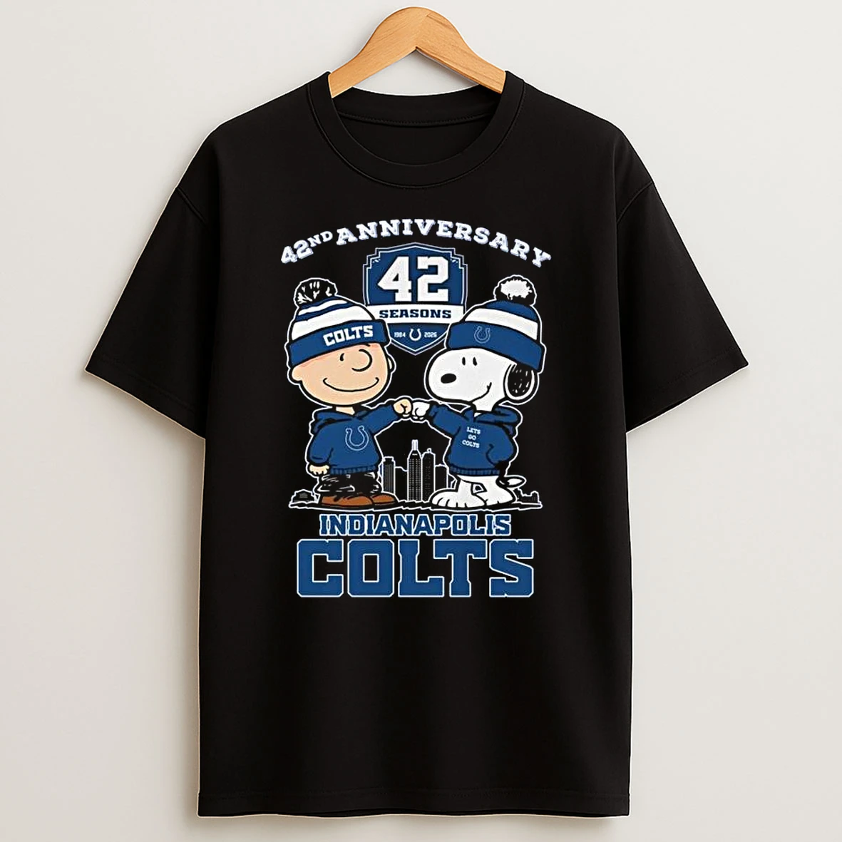 Indianapolis Colts 42nd Anniversary 1984 2026 Snoopy And Charlie Brown High Fight Tshirt Hoodie