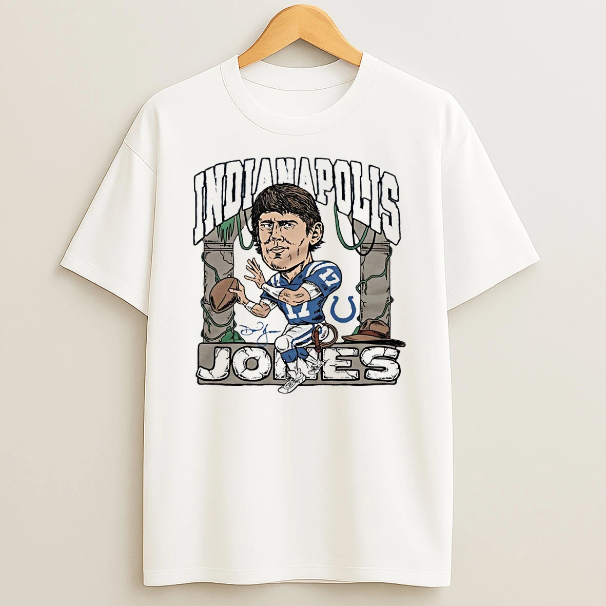 Indianapolis Colts Daniel Jones Caricature Signature Circle Tshirt Hoodie