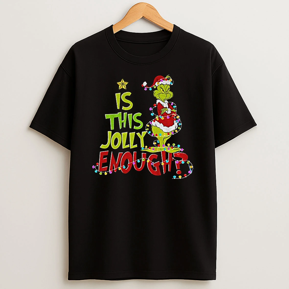 Is This Jolly Enough Grinch Santa Merry Christmas Tshirt Hoodie