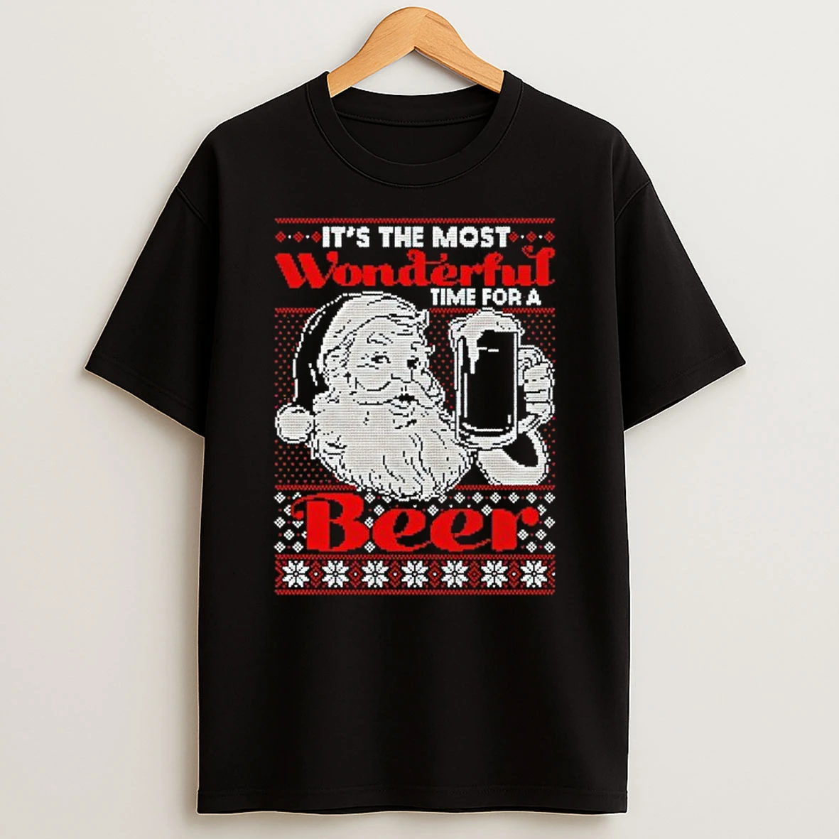 Its The Most Wonderful Time For A Beer Santa Ugly Christmas Tshirt Hoodie