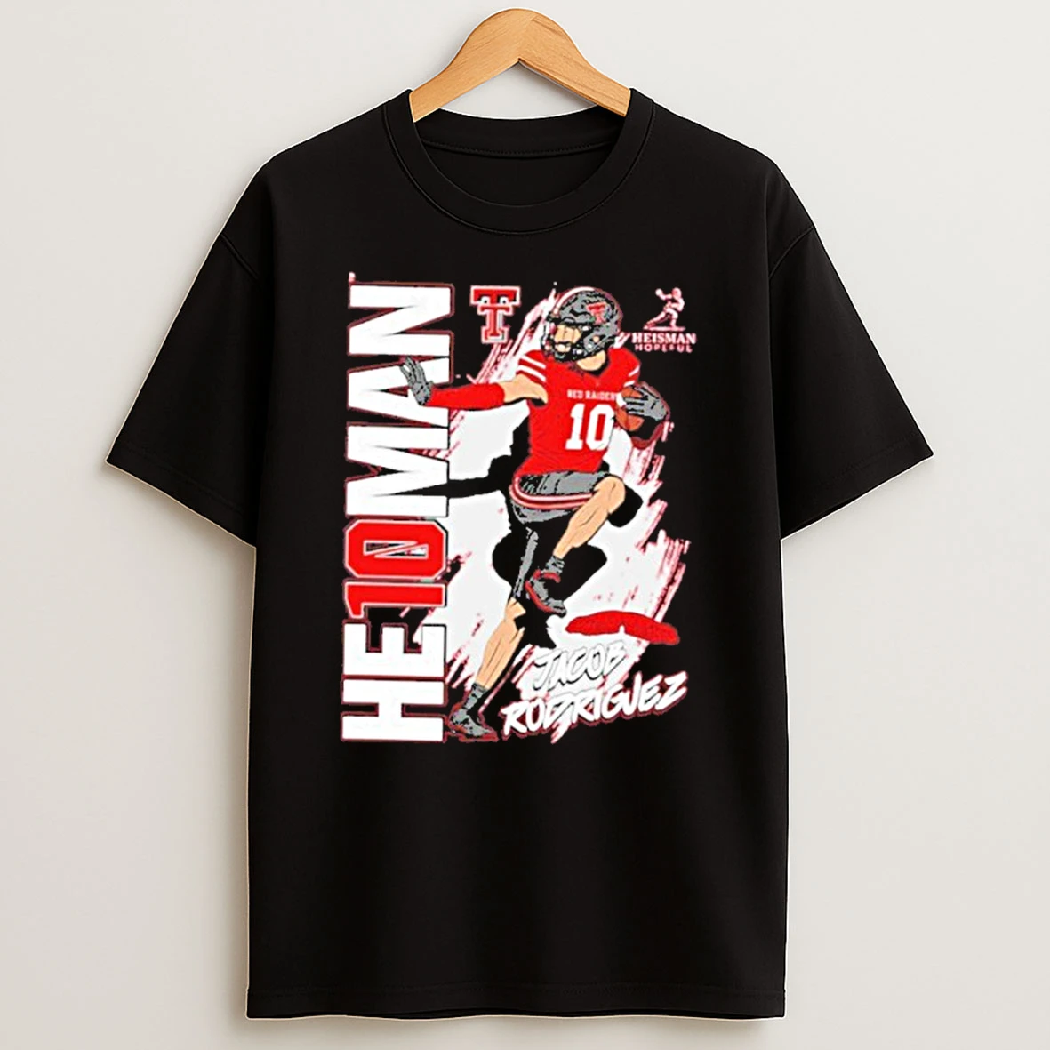 Jacob Rodriguez Texas Tech Red Raiders Heisman Stance Tshirt Hoodie
