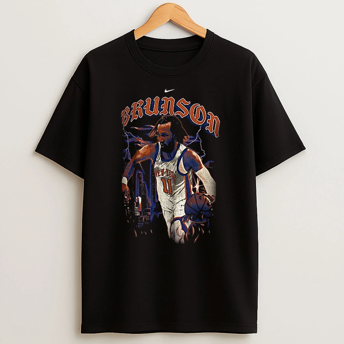 Jalen Brunson 11 New York Knicks Nike Basketball City Skyline Storm Vintage Tshirt Hoodie