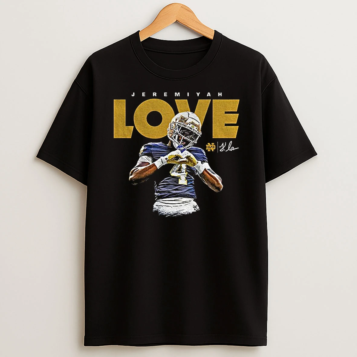 Jeremiyah Love Notre Dame Fighting Irish Football 2025 Love Hands Sign Signature Tshirt Hoodie