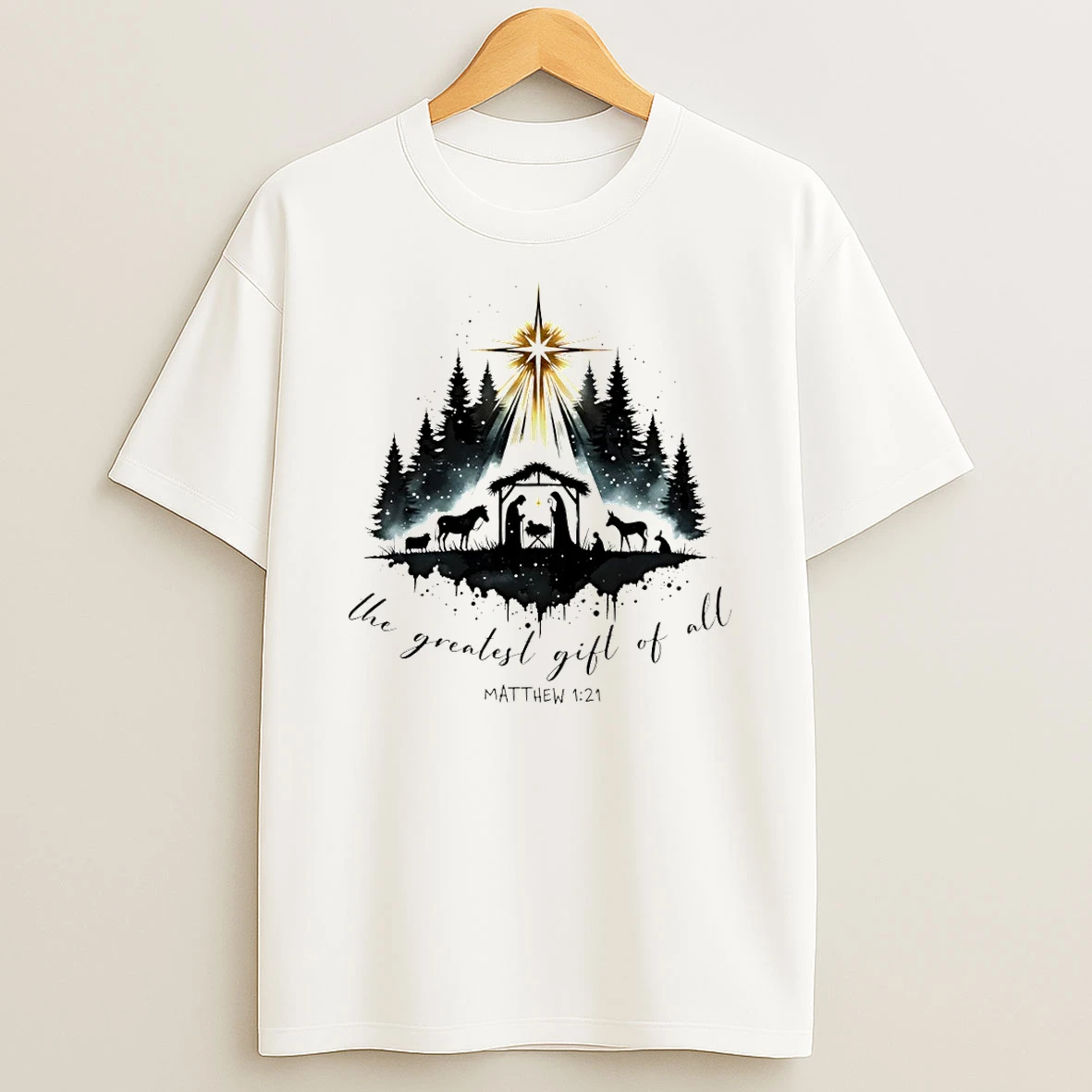 Jesus The Greatest Gift Of All Matthew 1 21 Merry Christmas Tshirt Hoodie