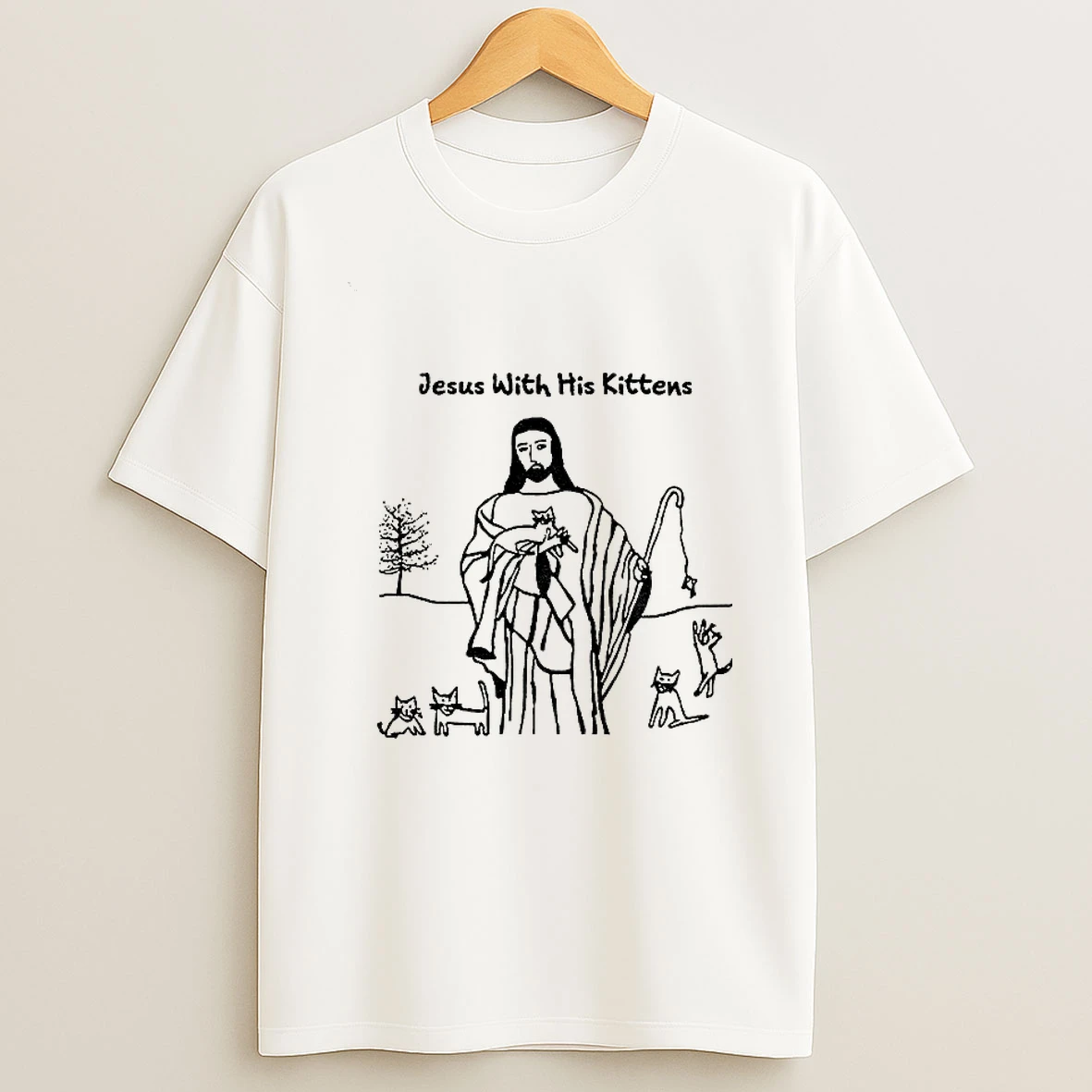 Jesus With His Kittens Meme Tshirt Hoodie