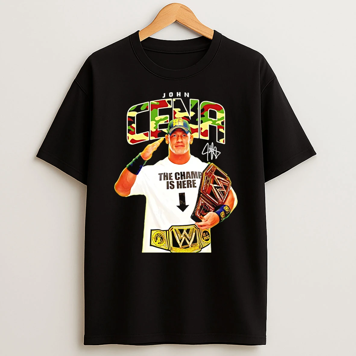 John Cena Wwe The Champ Is Here Champion Belt Signature Tshirt Hoodie