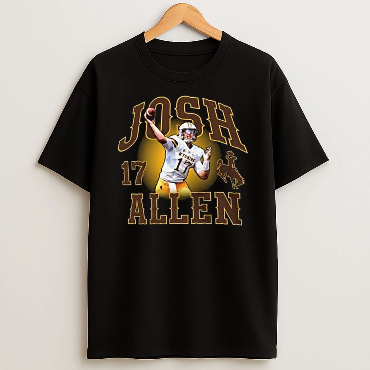 Josh Allen Black Wyoming Cowboys Tshirt Hoodie