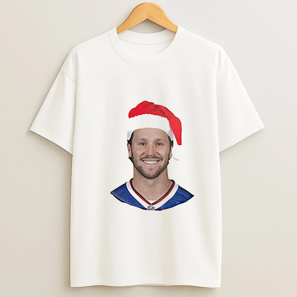 Josh Allen Smiling Santa Hat Merry Christmas Tshirt Hoodie