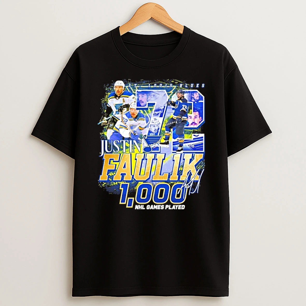 Justin Faulk St Louis Blues 1000 Nhl Games Played Signature Tshirt Hoodie