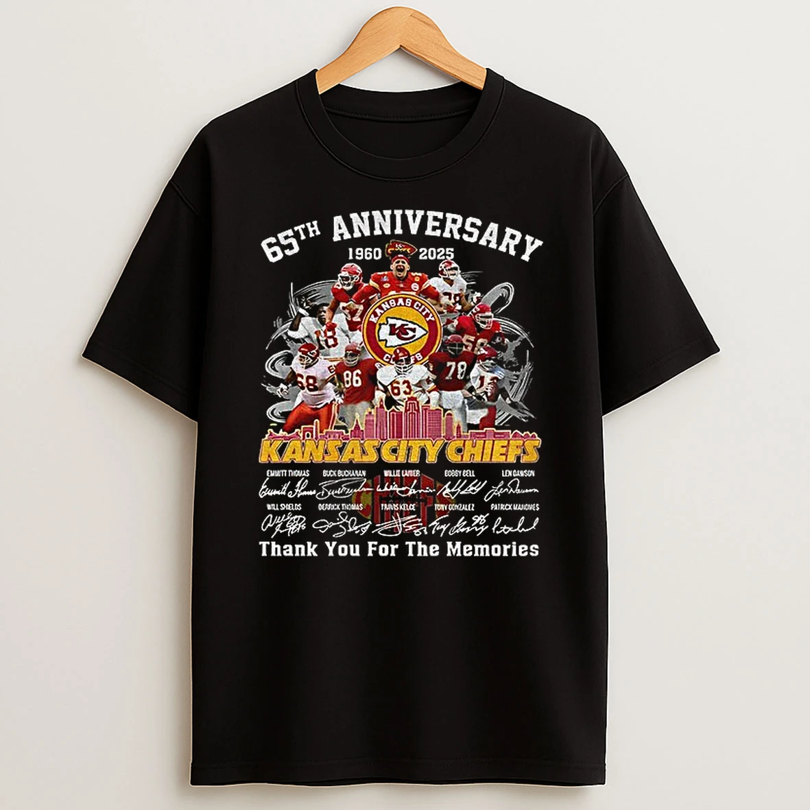 Kansas City Chiefs 65th Anniversary 1960 2025 Go Chiefs Thank You For The Memories Signatures Tshirt Hoodie