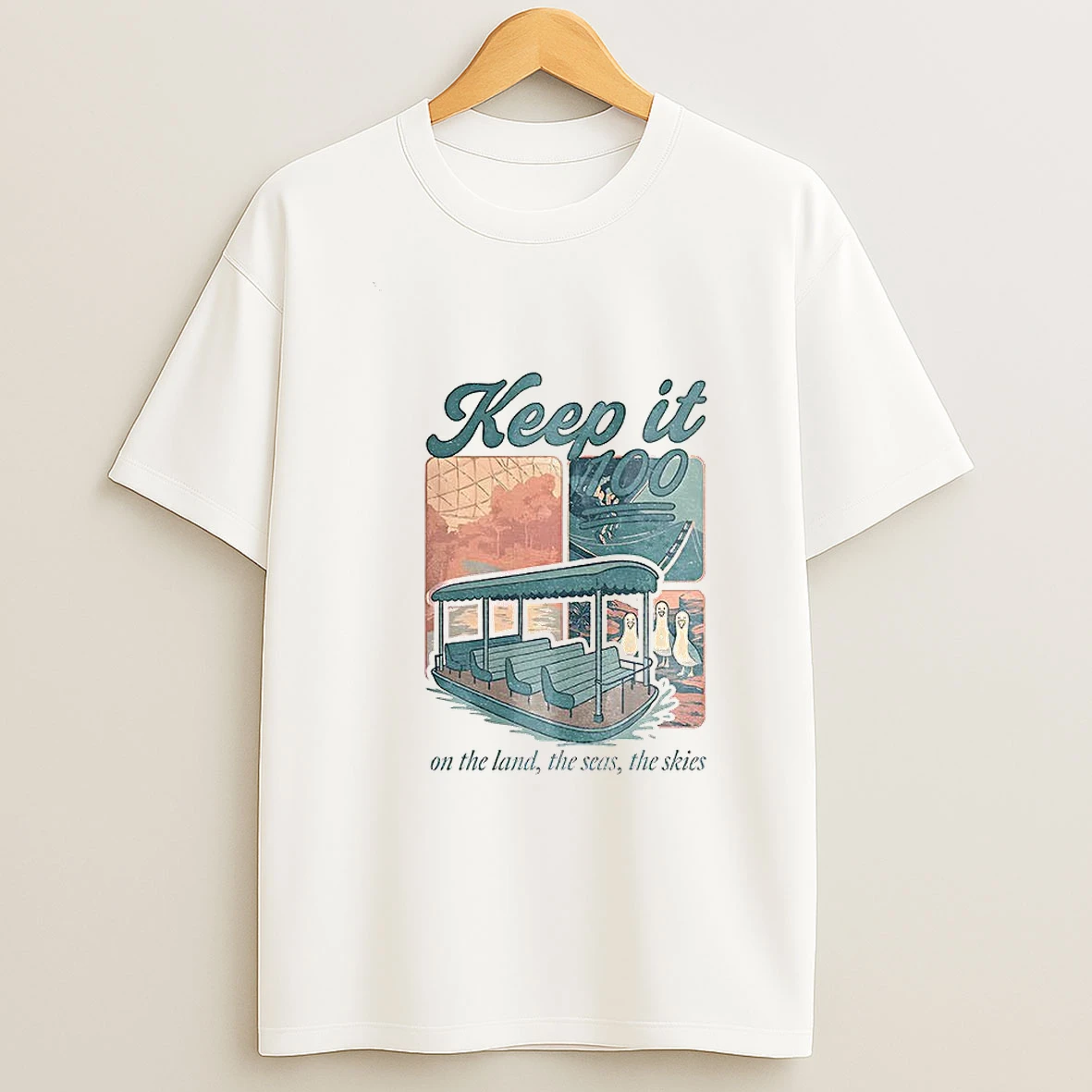 Keep It 100 On The Land The Seas The Skies Disney Boat Seagull Tshirt Hoodie