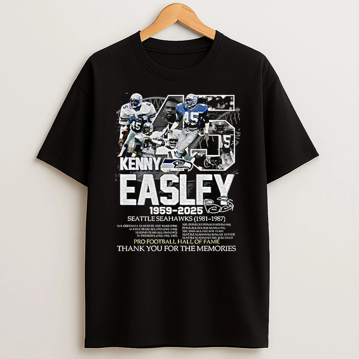 Kenny Easley 1959 2025 Seattle Seahawks Thank You For The Memories Signatures Tshirt Hoodie