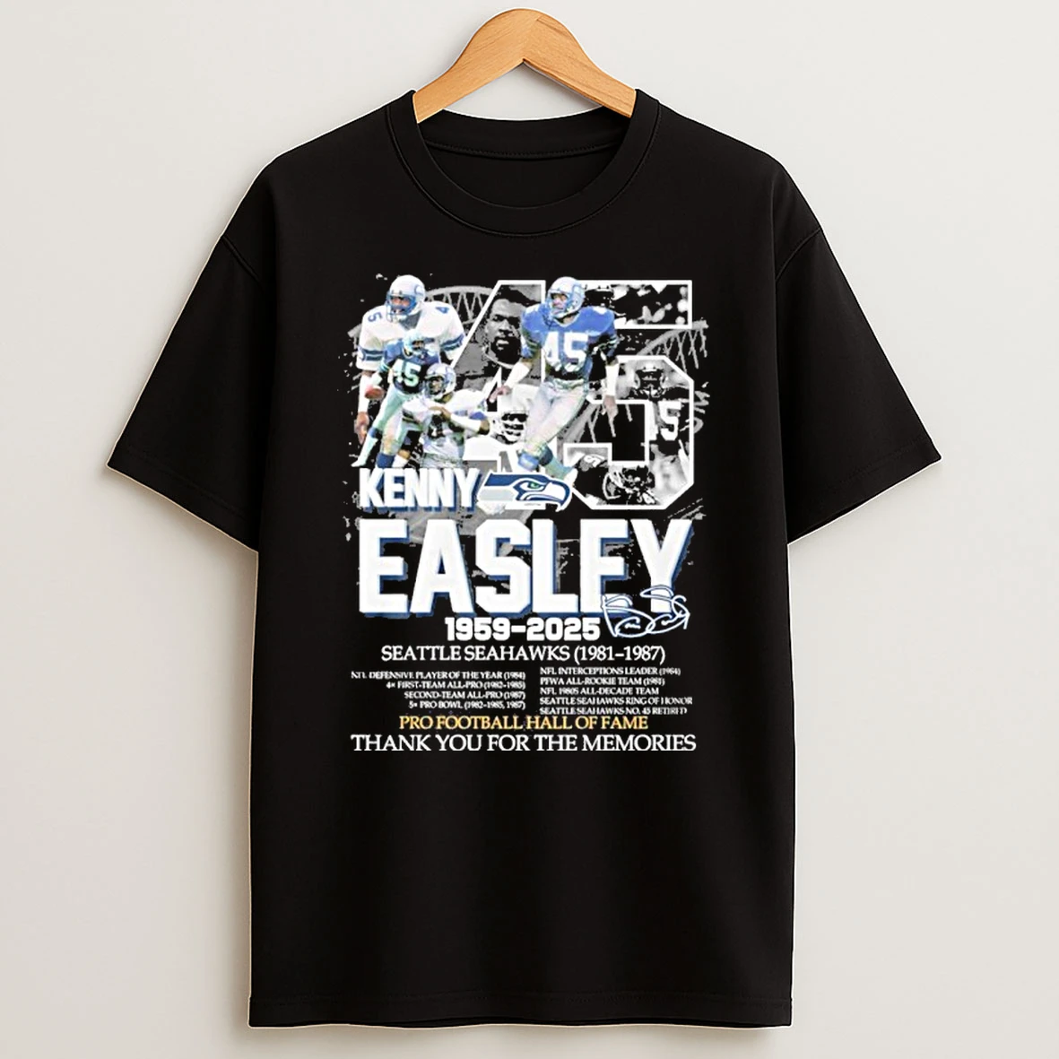 Kenny Easley Seattle Seahawks 1959 2025 Thank You For The Memories Signature Tshirt Hoodie
