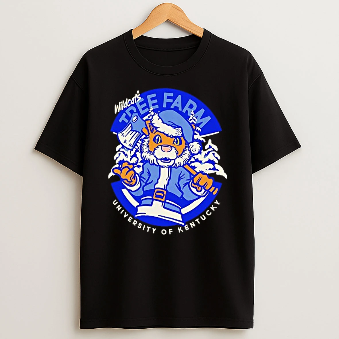Kentucky Wildcats Tree Farm Christmas Santa Mascot Tshirt Hoodie
