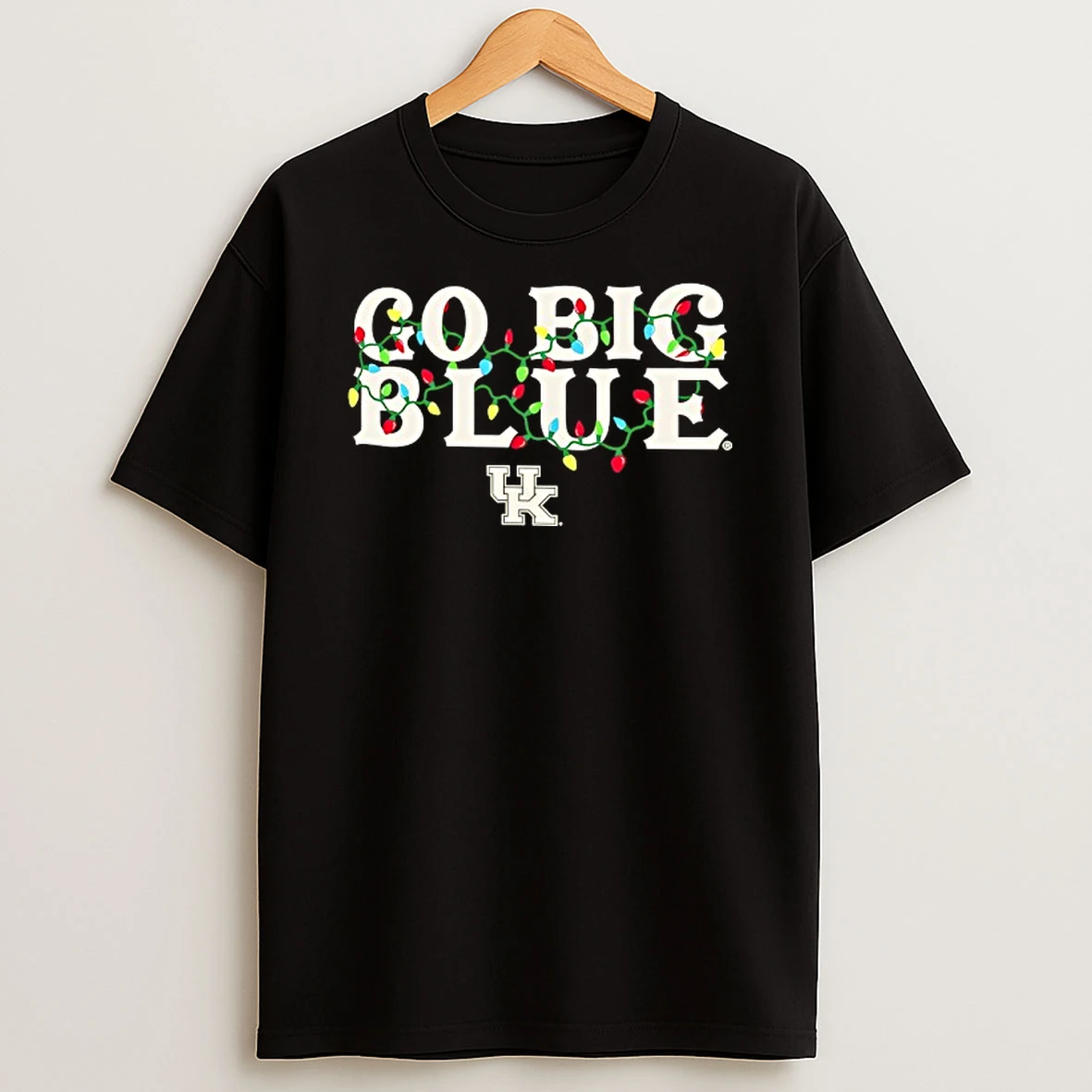 Kentucky Wildcats Go Big Blue String Lights Christmas Tshirt Hoodie