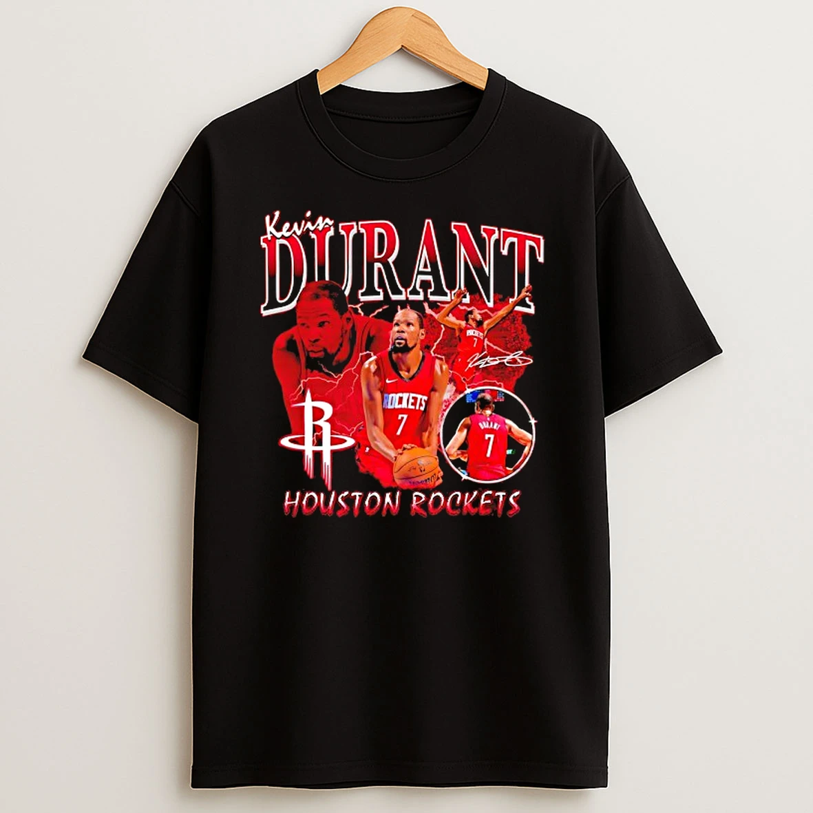 Kevin Durant 7 Houston Rockets Player Signature Collage Tshirt Hoodie