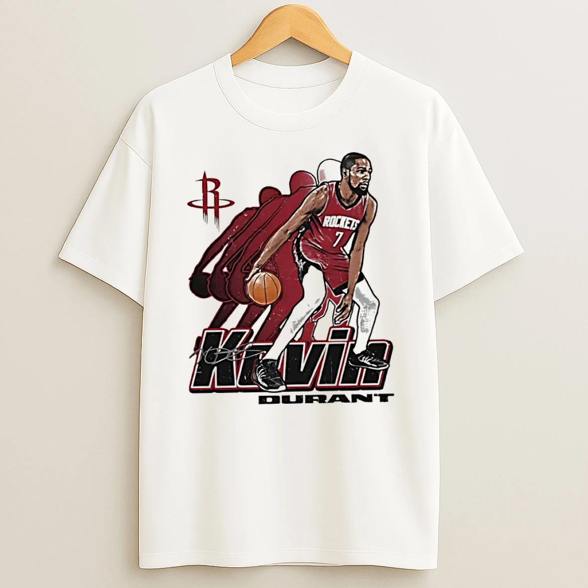 Kevin Durant Houston Rockets Signature 7 Retro Vibe Graphic Tshirt Hoodie