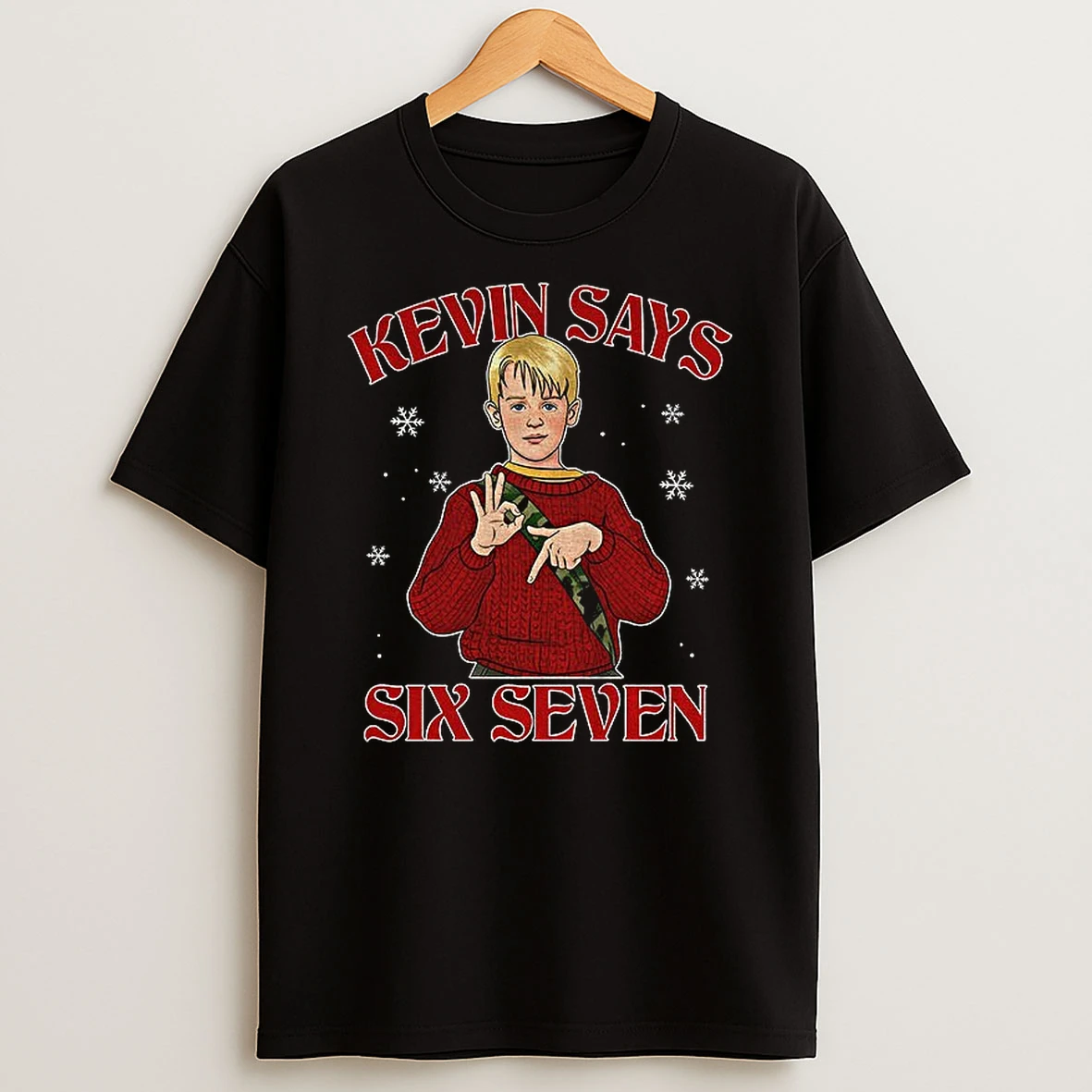Kevin Mccallister Home Alone 90s 67 Kevin Says Six Seven Merry Christmas Tshirt Hoodie