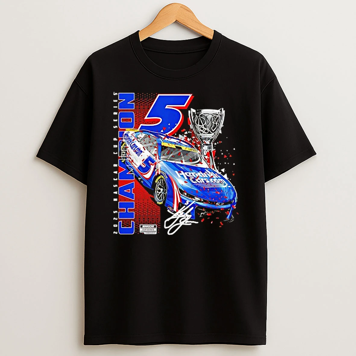 Kyle Larson 2025 Nascar Cup Series Champion Car Signature Tshirt Hoodie