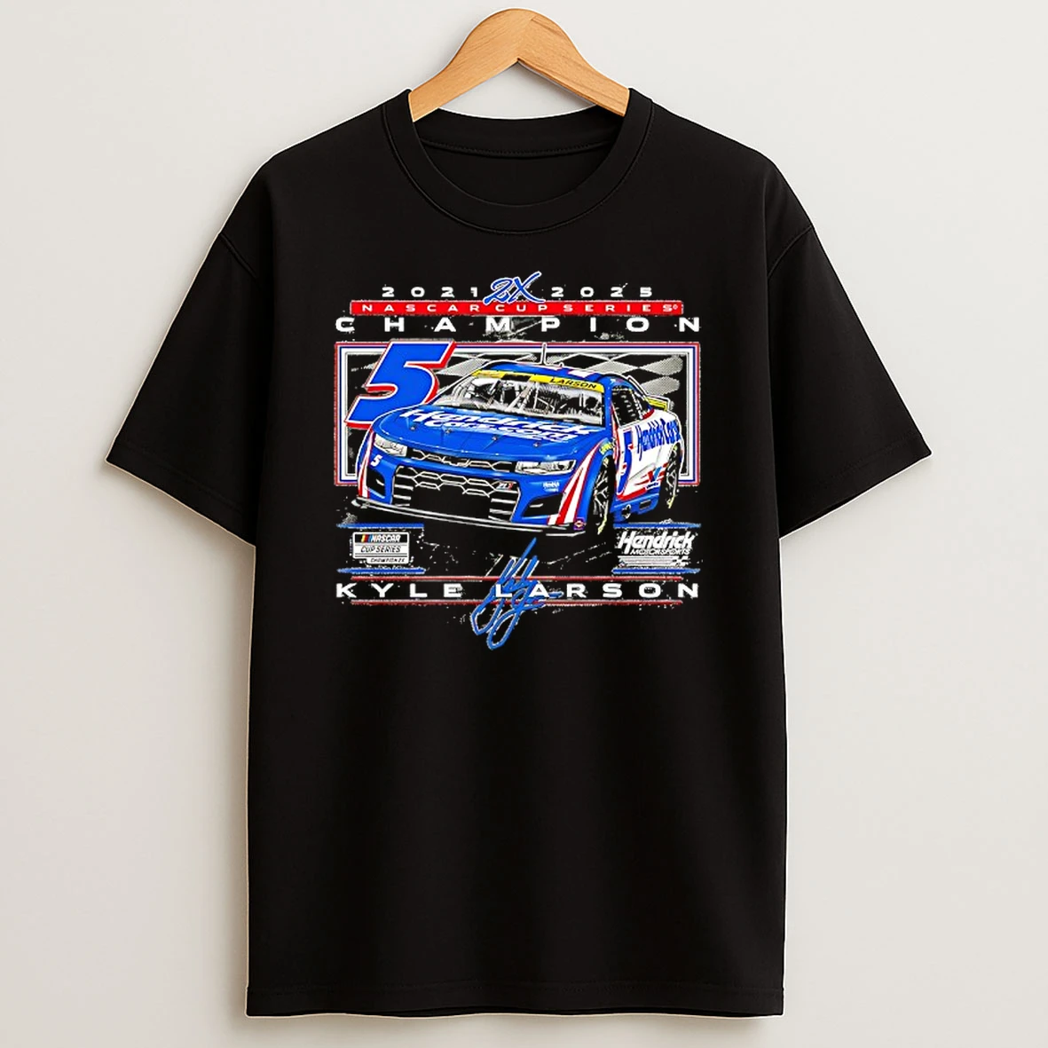 Kyle Larson Two Time Nascar Cup Series Champion Car Signature Tshirt Hoodie