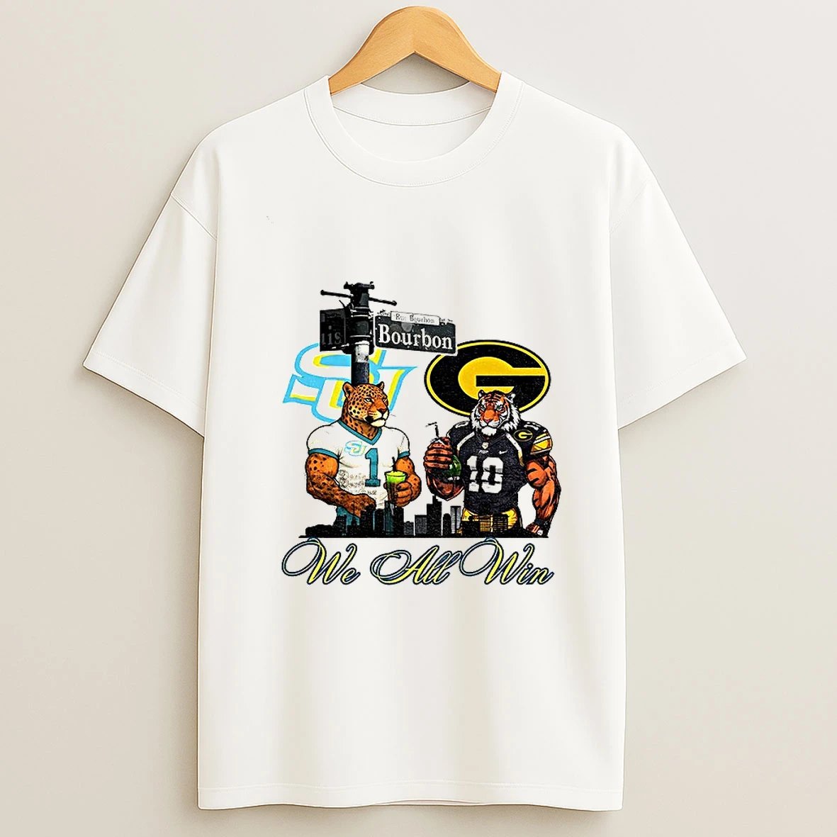 Lsu Tigers Football Vs Grambling State Tigers Football Bayou Classic On Bourbon Street We All Win Tshirt Hoodie