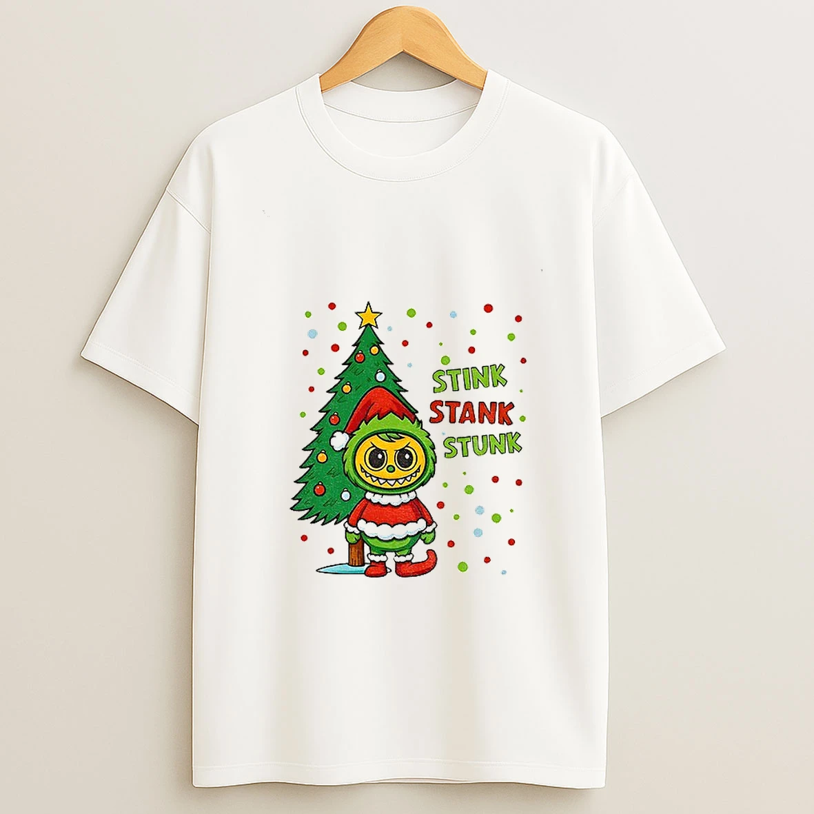 Labubu Elf Xmas Stink Stank Stunk Christmas Tshirt Hoodie