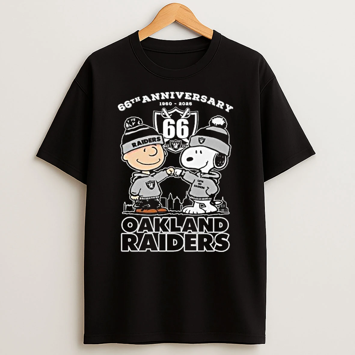 Las Vegas Raiders 66th Anniversary 1960 2026 Snoopy And Charlie Brown High Fight Tshirt Hoodie