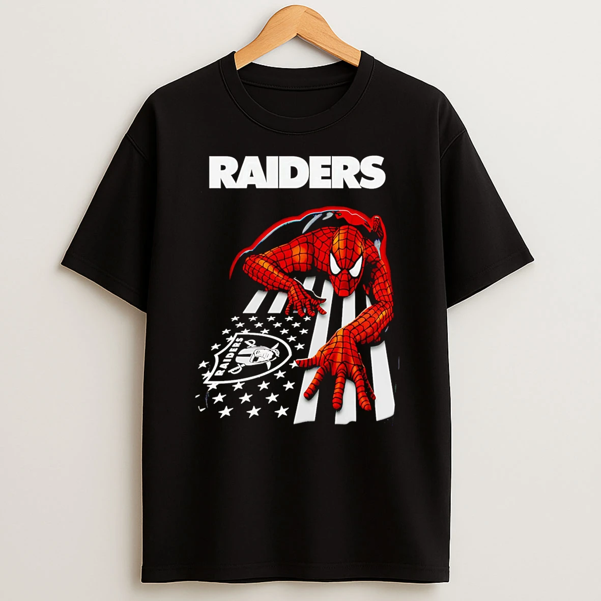 Las Vegas Raiders Spiderman America Flag Tshirt Hoodie