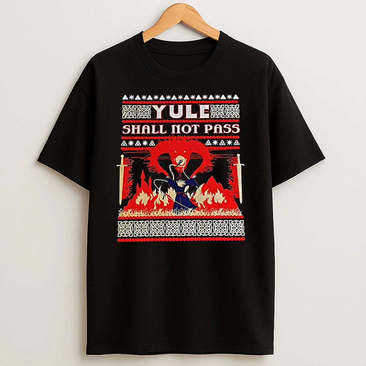 Lord Of The Rings Yule Shall Not Pass Christmas Tshirt Hoodie