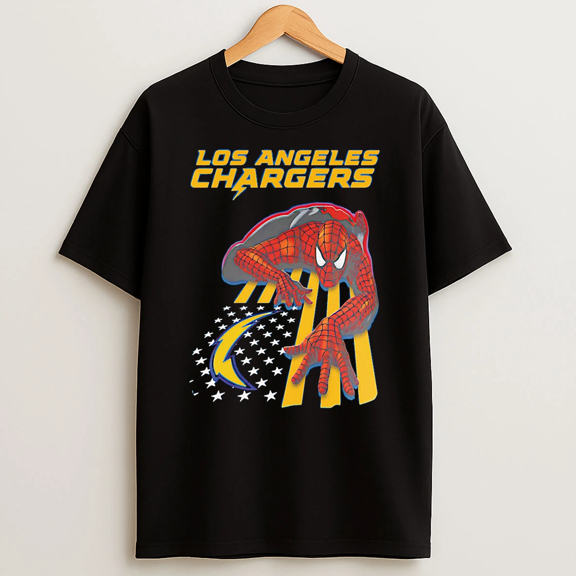Los Angeles Chargers Spiderman America Flag Tshirt Hoodie