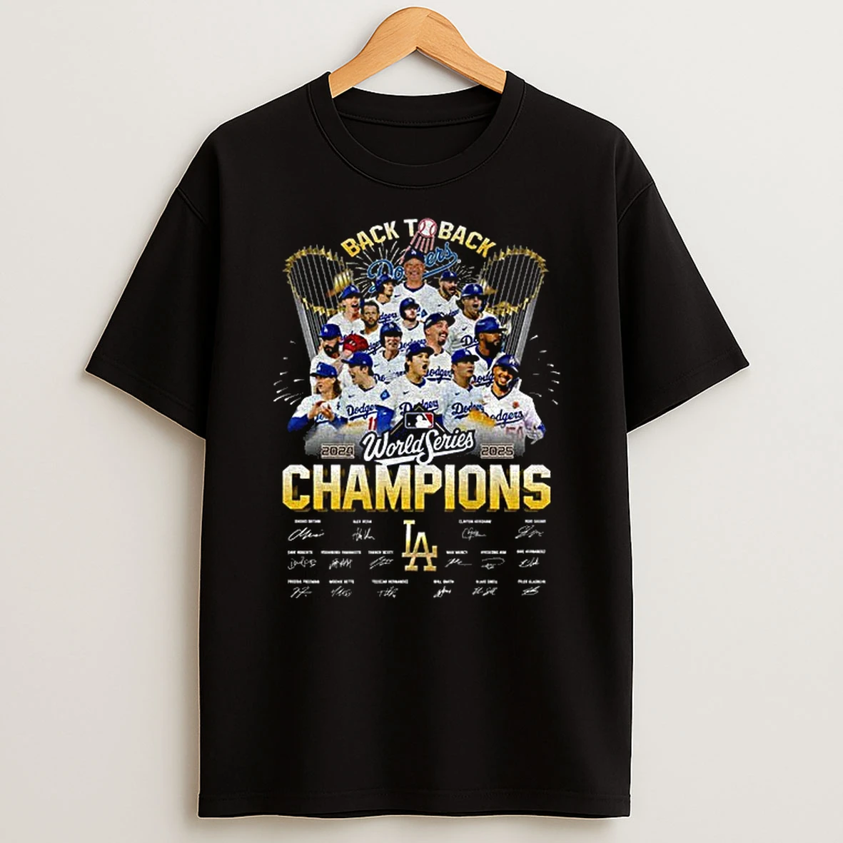 Los Angeles Dodgers 2024 2025 Back To Back World Series Champs Signatures Tshirt Hoodie