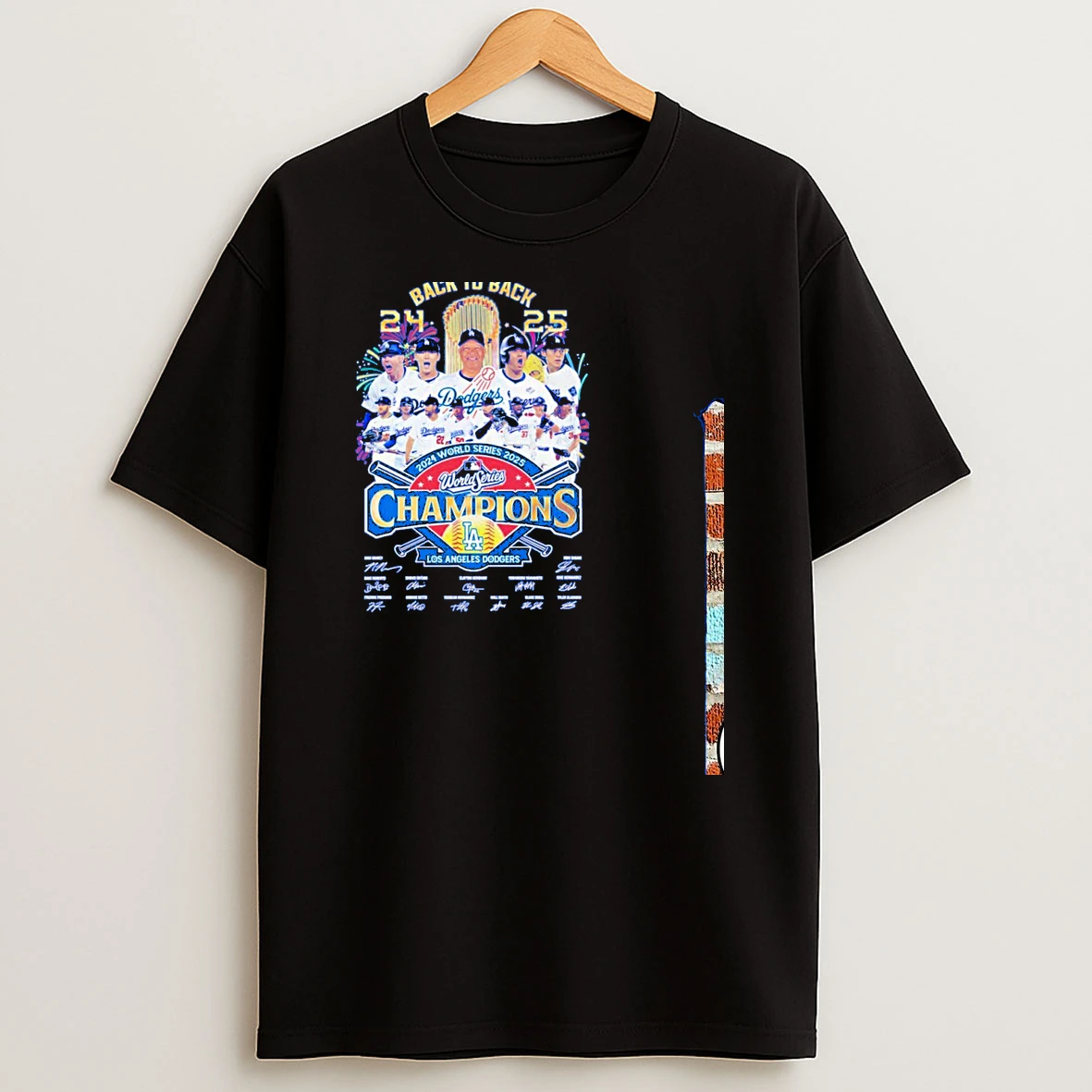 Los Angeles Dodgers 2024 2025 Back To Back World Series Champs Signatures Blue Tshirt Hoodie