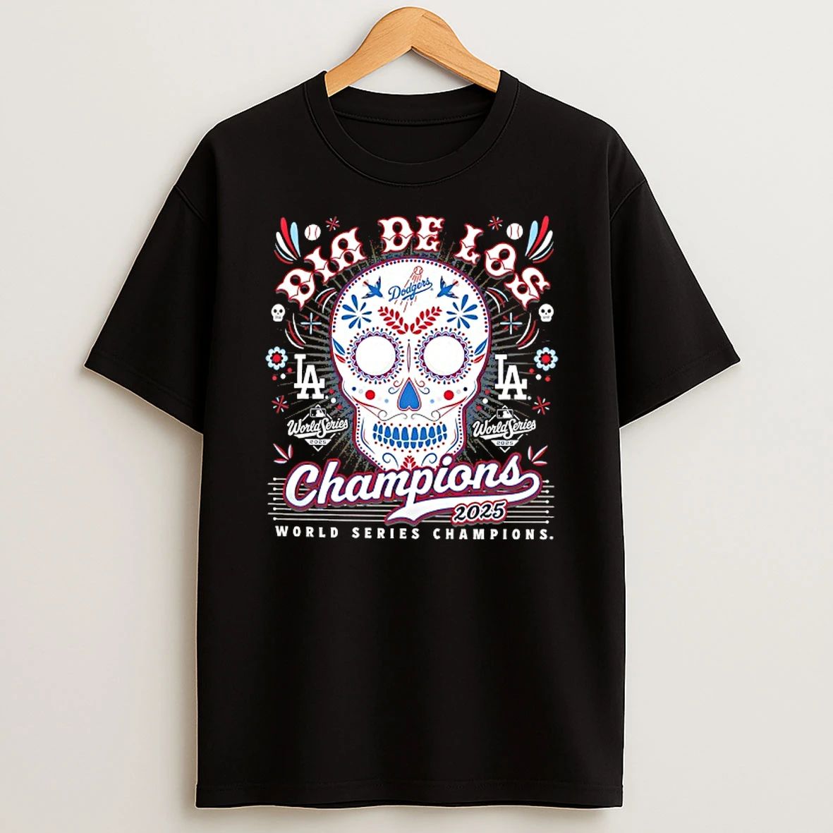 Los Angeles Dodgers 2025 World Series Champions Dia De Los Sugar Skull Tshirt Hoodie