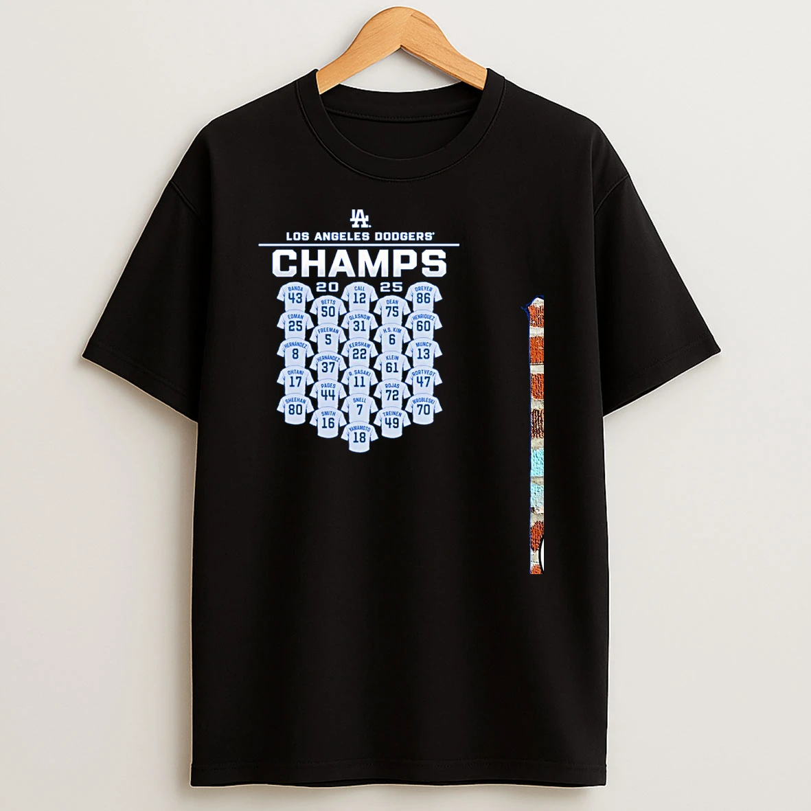 Los Angeles Dodgers 2025 World Series Champions Jersey Roster Blue Tshirt Hoodie