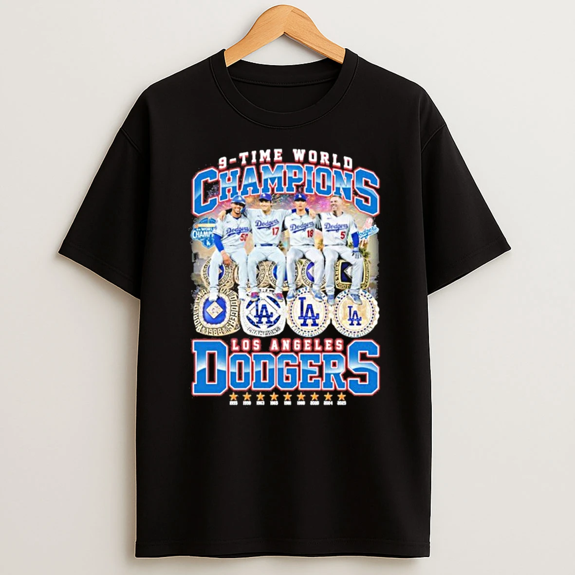Los Angeles Dodgers 9 Time World Series Champions Tshirt Hoodie