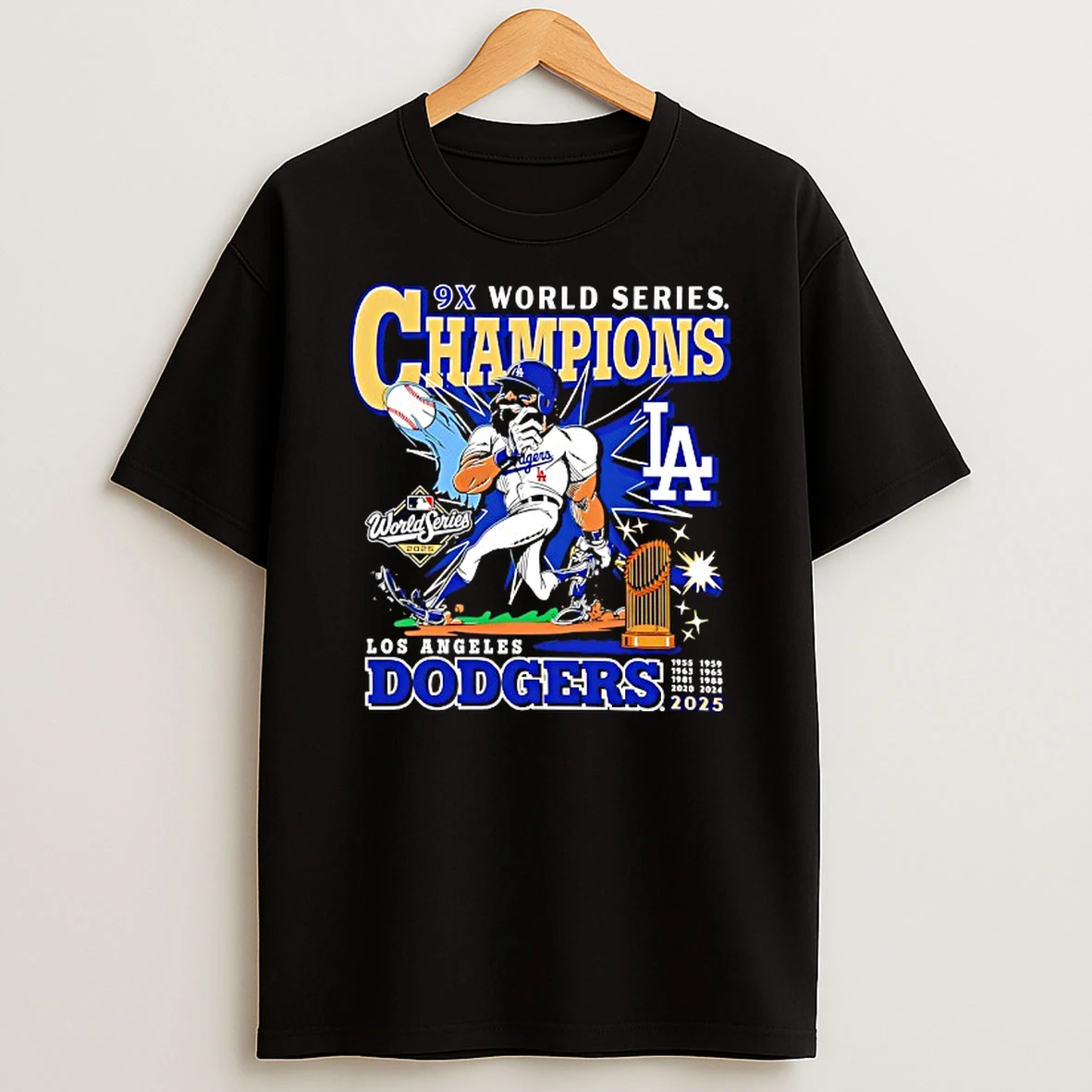 Los Angeles Dodgers 9x World Series Champions 2025 Player Cartoon Tshirt Hoodie