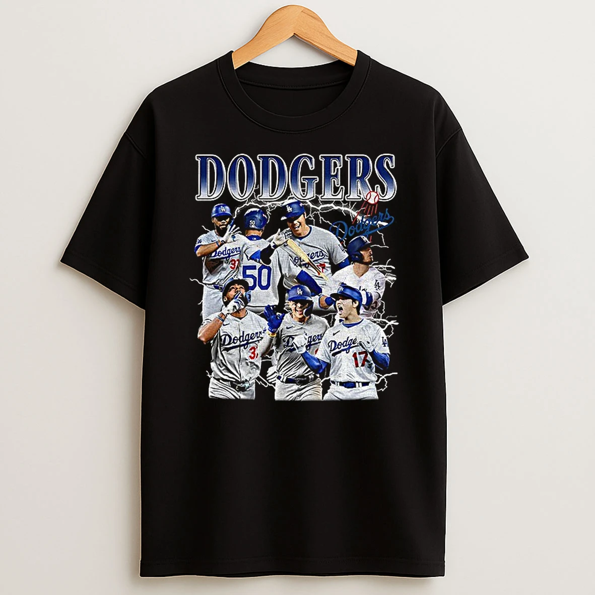 Los Angeles Dodgers All Team 2025 World Series Mlb Champions Storm Graphic Tshirt Hoodie