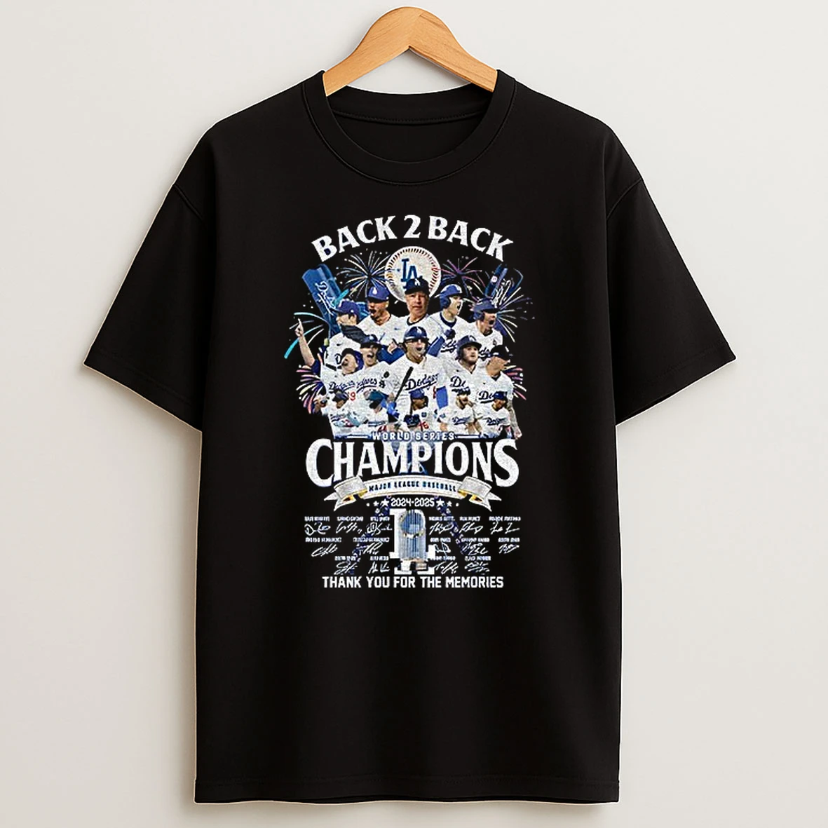 Los Angeles Dodgers Back 2 Back World Series Champions Thank You For The Memories Signatures Tshirt Hoodie