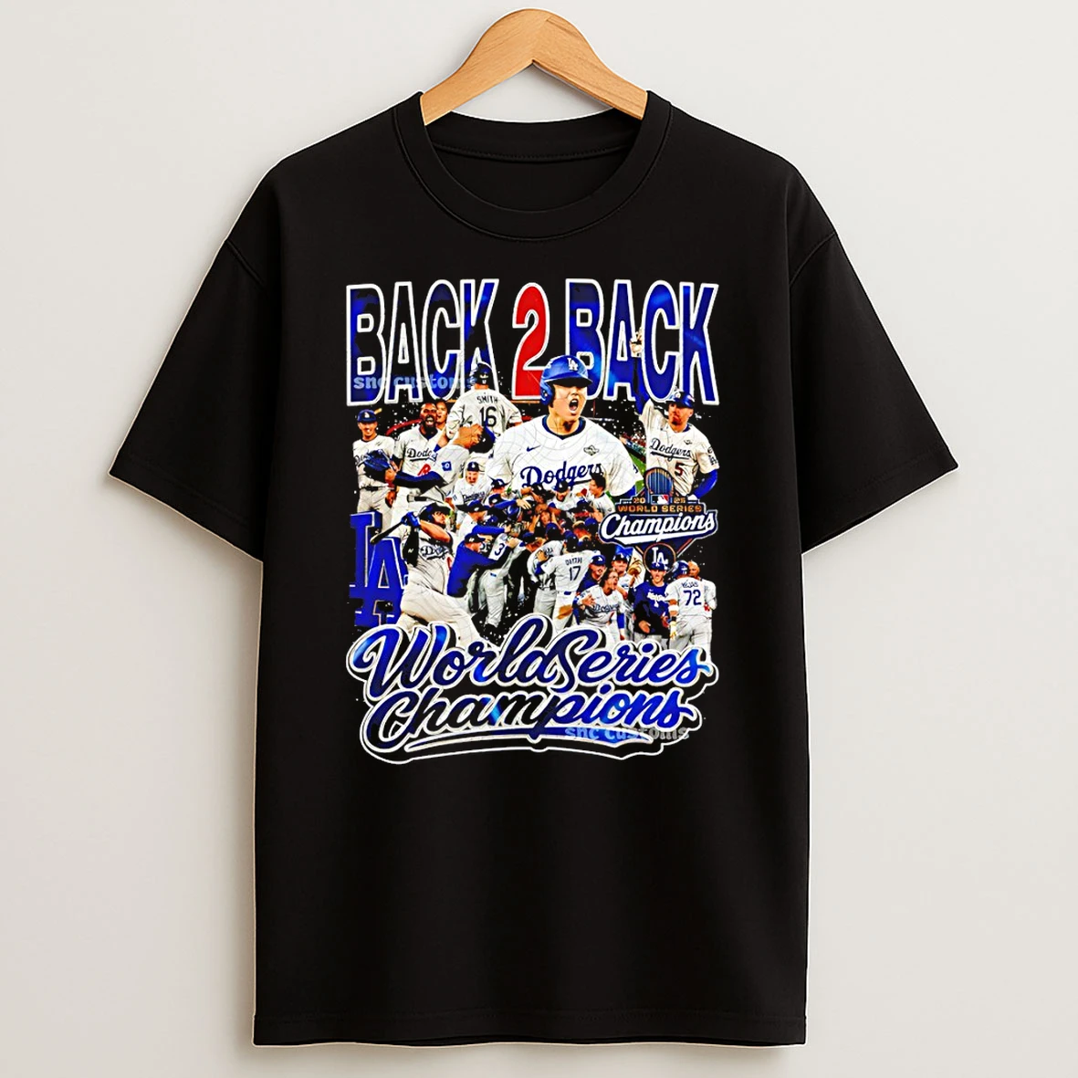 Los Angeles Dodgers Back 2 Back World Series Champions Trophy All Team Tshirt Hoodie