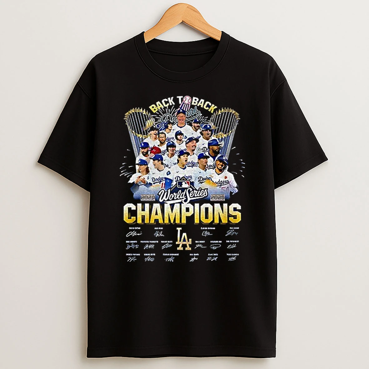 Los Angeles Dodgers Back To Back 2024 2025 World Series Champions Signatures Tshirt Hoodie