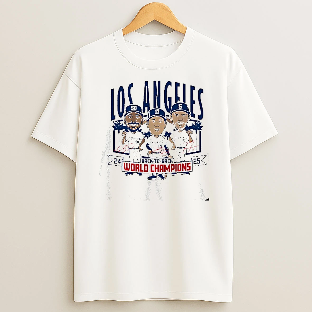 Los Angeles Dodgers Back To Back 2024 2025 World Champs Mookie Shohei And Freddie Caricatures Tshirt Hoodie