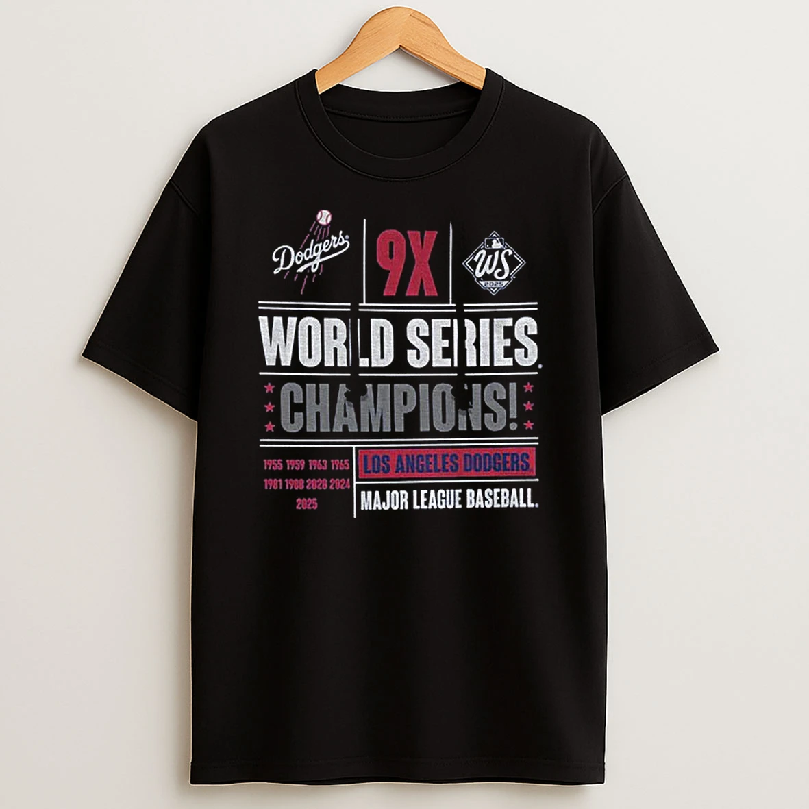 Los Angeles Dodgers Baseball 9x World Series Champions Tshirt Hoodie