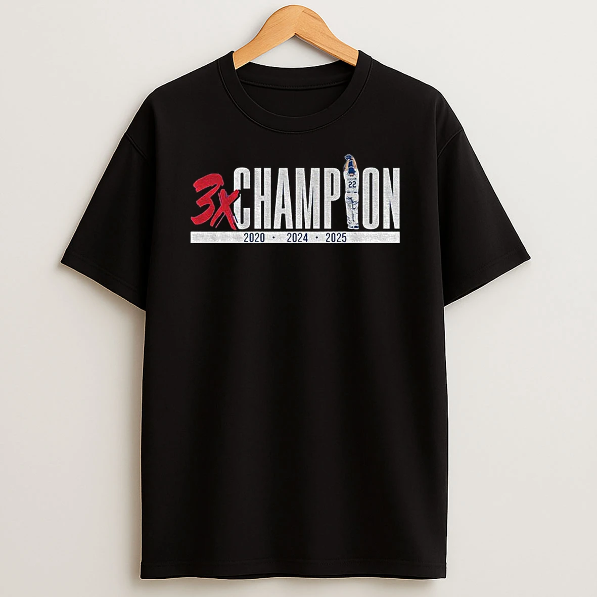 Los Angeles Dodgers Baseball Clayton Kershaw Three Time Champion 2020 2024 2025 Tshirt Hoodie