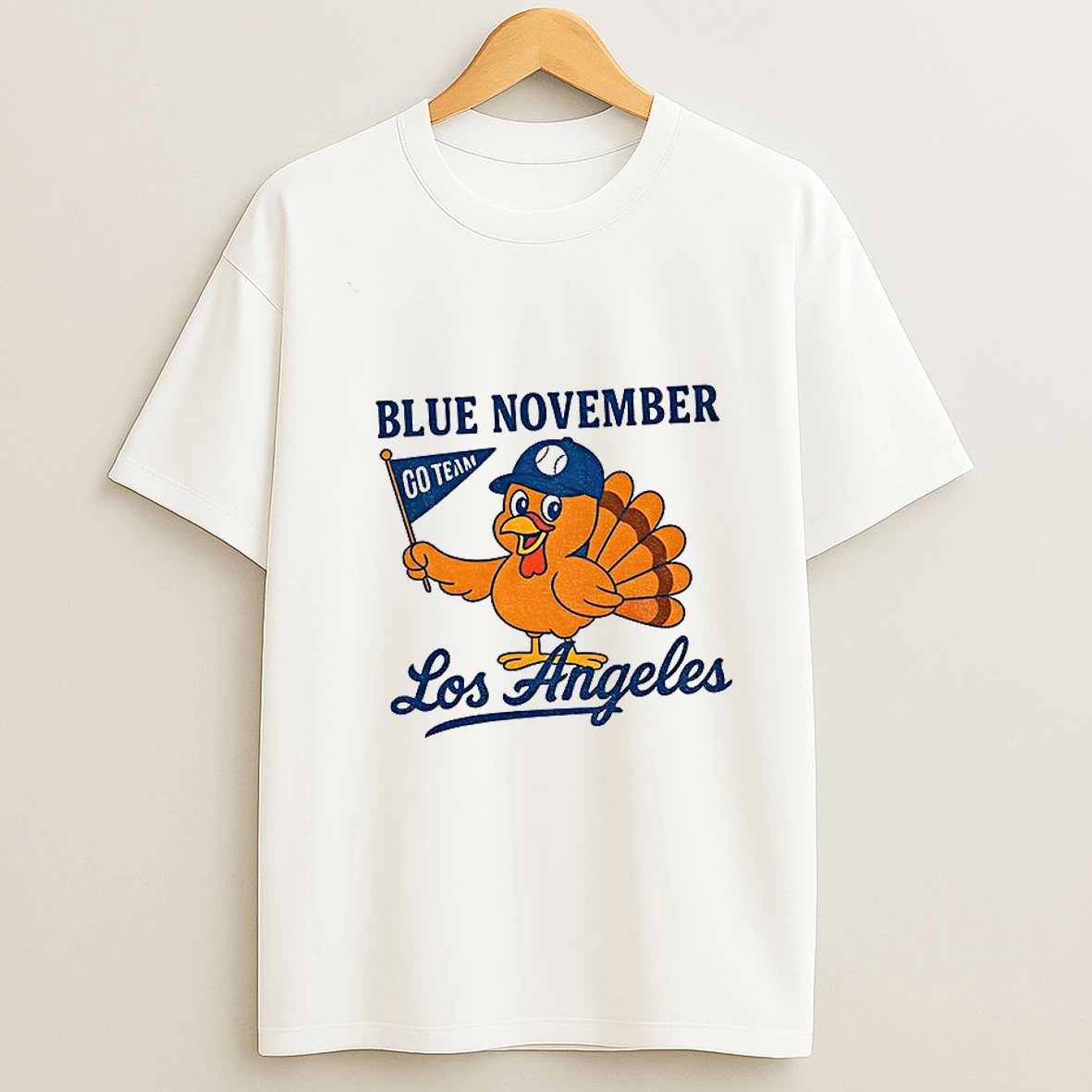 Los Angeles Dodgers Baseball Thanksgiving Funny Turkey Blue November Tshirt Hoodie