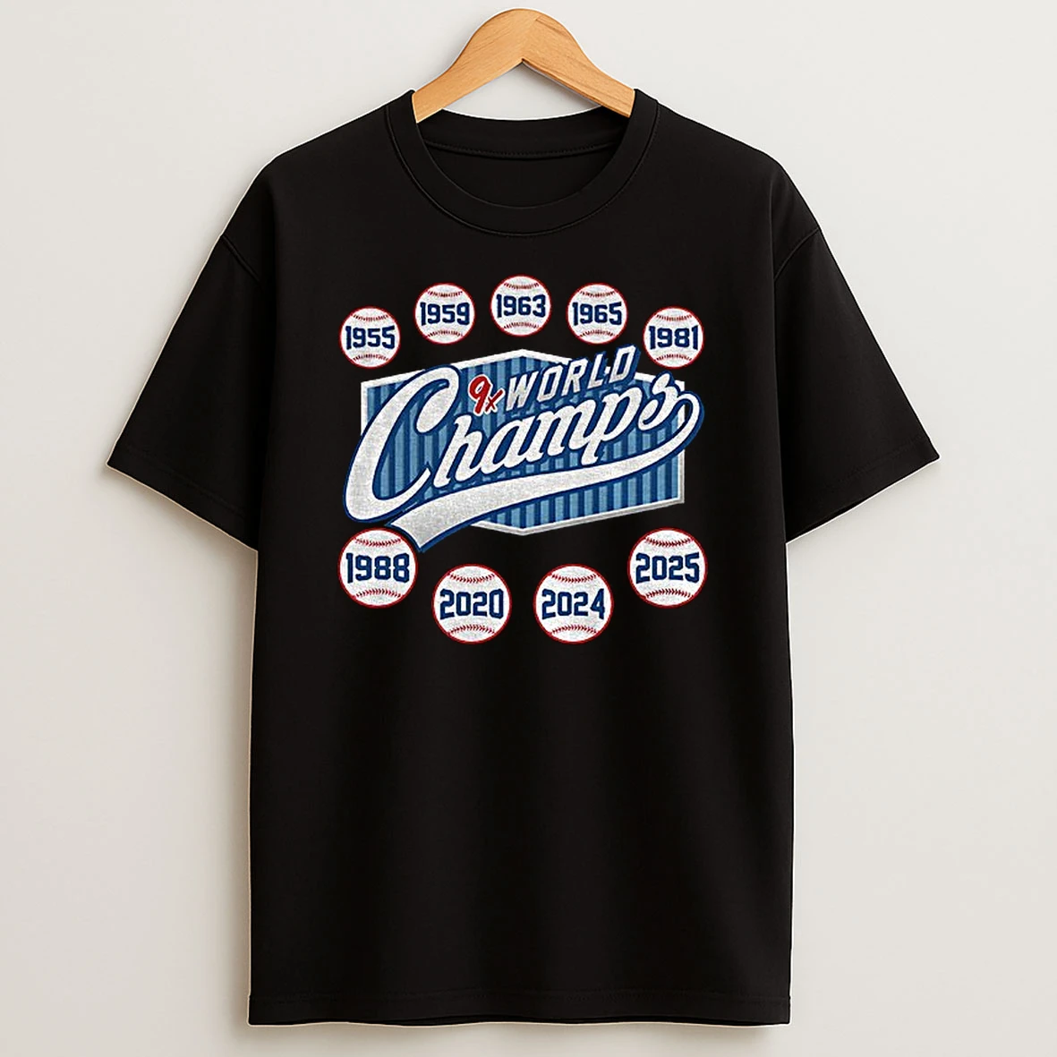 Los Angeles Dodgers Mlb Baseball 9x Back 2 Back World Champions 1955 2025 Tshirt Hoodie