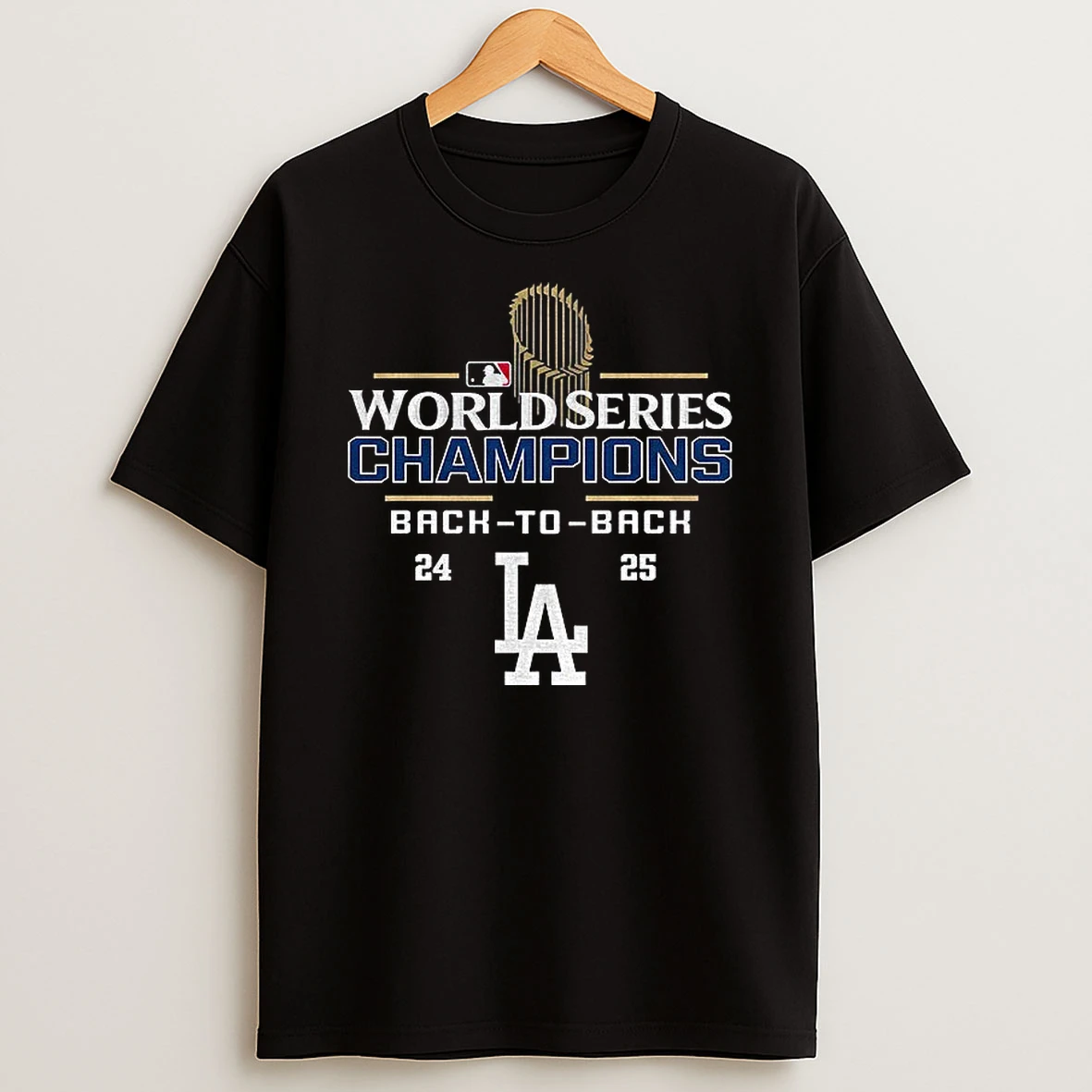 Los Angeles Dodgers Mlb Logo Baseball Back 2 Back World Series Champions 24 25 Tshirt Hoodie