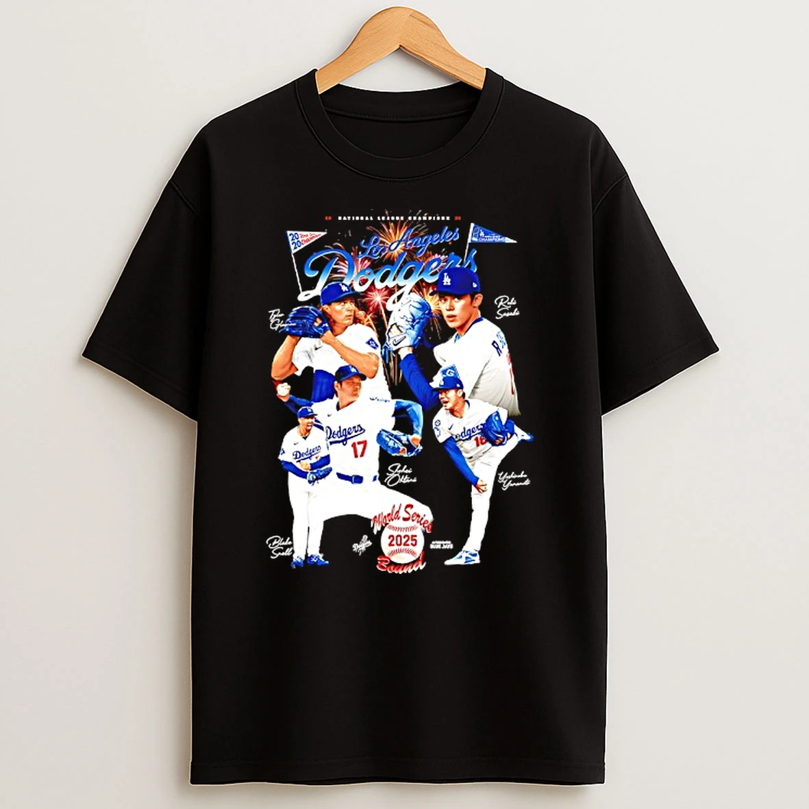 Los Angeles Dodgers National League Champions 2025 World Series Signature Graphic Tshirt Hoodie