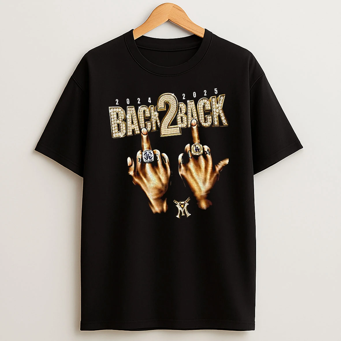 Los Angeles Dodgers Ring Middle Finger Back 2 Back Mlb Baseball 2025 World Series Tshirt Hoodie