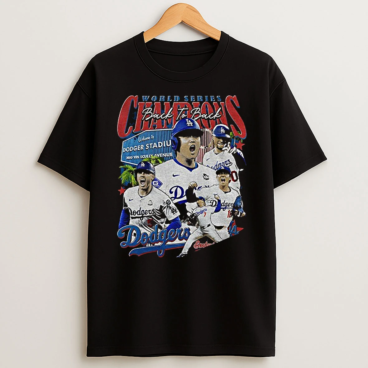 Los Angeles Dodgers World Series Back To Back Dodgers Stadium 300 Vin Scully Avenue Tshirt Hoodie